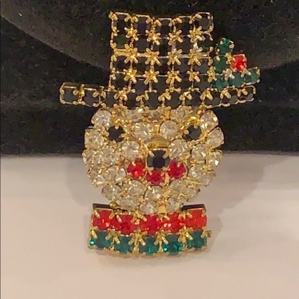 💐5/35 Snowman top hat pronged crystal Christmas
